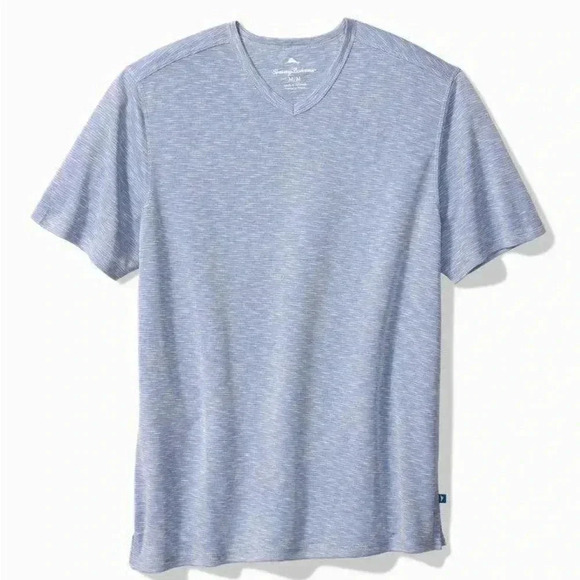 [M]Tommy Bahama Sky Blue  Cape Cayo Vneck Modal Blend S/S Shirt Men - Picture 1 of 8